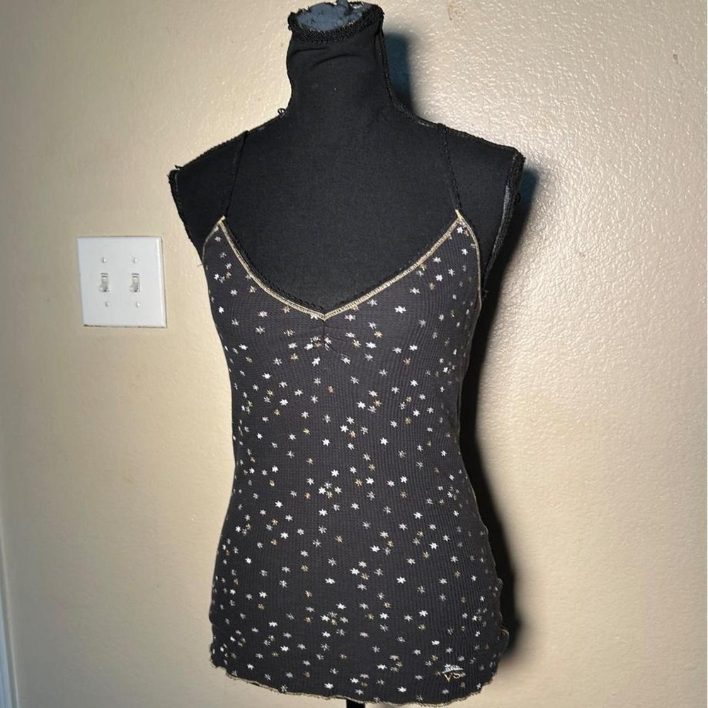 Vintage 2006 Victorias Secret Y2K Black Star Print Cami Tank Top Small